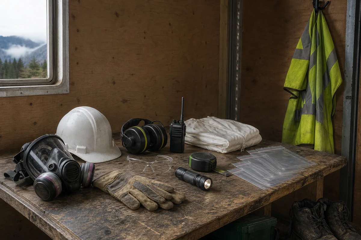 Protective equipment and field tools prepared for hazardous-material work