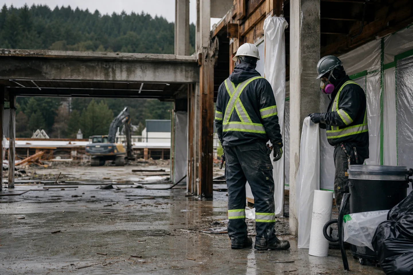 Greencore field crew preparing a controlled demolition work area